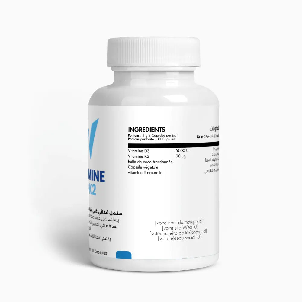 Vitamine D3 + K2 Premium – Os, Calcium & Santé Cardiaque
